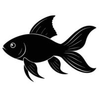 Goldfish with Long Tail Silhouette vector