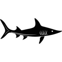 Sawfish Silhouette Swimming in Ocean vector