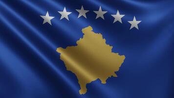 The flag of Kosovo flutters in the wind close-up, the state flag of the video
