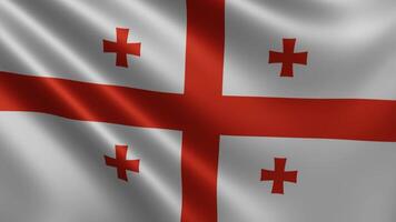 Georgian flag waving in the wind close-up, Georgian national flag waving in 3d video