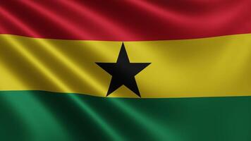 Flag of Ghana in the wind closeup, the national flag of Ghana flutters in 3d, in video