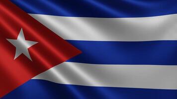 Cuban flag in the wind closeup, the national flag of Cuba flutters in 3d, in 4k video