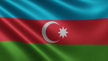 Azerbaijani flag waving close-up in the wind, of the national flag of video