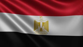 Egyptian flag in the wind close-up, the national flag of Egypt flutters in 3d video