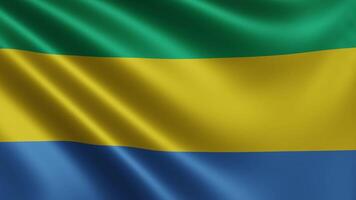 Gabon flag waving in the wind, Gabon national flag in 3d, in 4k resolution video