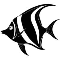 Moorish Idol Fish Silhouette in Tranquil Waters vector