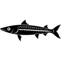 Barracuda Fish Silhouette on White Background vector