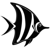 Graceful Moorish Idol Silhouette Swimming Through the Ocean vector
