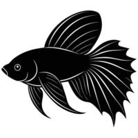 Betta Fish Silhouette Simple Flat on White Background vector