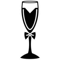 Champagne Glass Silhouette on White Background vector