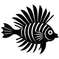 Lionfish Fish Silhouette on White Background vector