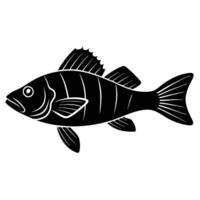 Perch Fish Silhouette on White Background vector