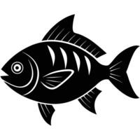 Piranha Fish Silhouette on White Background vector