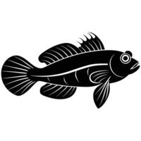 Blenny Fish Silhouette Simple Flat on White Background vector