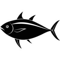 Bigeye Tuna Fish Silhouette Simple Flat on White Background vector