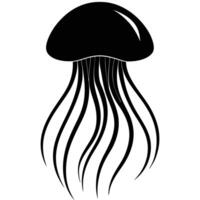 Jellyfish Silhouette Floating on White Background vector