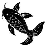 Side View Koi Fish Silhouette vector