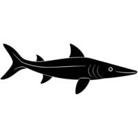 Paddlefish Silhouette Swimming in Clear Water vector