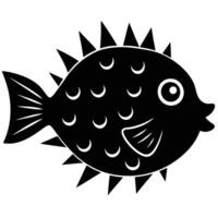 Pufferfish Silhouette Swimming in Water vector