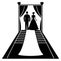 Wedding Aisle Runner Silhouette on White Background vector