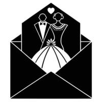 Wedding Invitation Envelope Silhouette on White Background vector