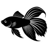 Betta Fish Swimming Silhouette vector