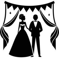 Wedding Streamer Silhouette on White Background vector