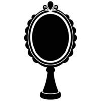 Bride's Makeup Mirror Silhouette on White Background vector