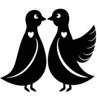 Lovebirds Silhouette on White Background vector