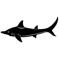 Sawfish Silhouette Swimming in Ocean vector