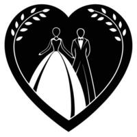 Heart Silhouette on White Background for Wedding vector