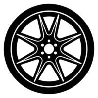 Racing Car Wheel Silhouette on White Background vector