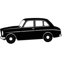 Vintage Car Side View Silhouette on White Background vector