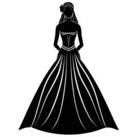 Bride's Back Silhouette on White Background vector