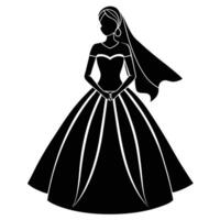 Bride Silhouette on White Background vector