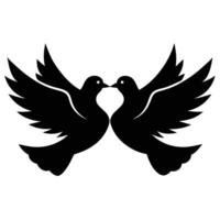 Doves Silhouette Wedding on White Background vector