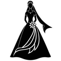 Bride Silhouette Wedding on White Background vector