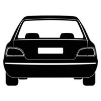 Sedan Back View Silhouette on White Background vector