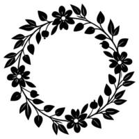 Flower Wreath Silhouette on White Background vector