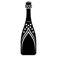 Champagne Bottle Silhouette Wedding on White Background vector