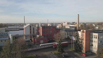 Siauliai, Lithuania - 15th november, 2024 - aerial view Gubernija - Historical Unique Brewery factory buildings complex. Manor brewery. Gubernija HUB. Lithuanian beer and kvass produce video