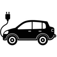 Electric Car Charging Cable Silhouette on White Background vector