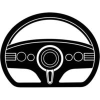 Classic Car Dashboard Silhouette on White Background vector