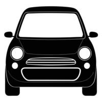 Compact Car Front View Silhouette on White Background vector
