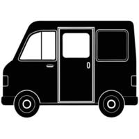 Mini Van Door Silhouette on White Background vector
