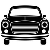Classic Car Front View Silhouette on White Background vector
