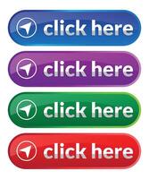 Click here web button design different color vector