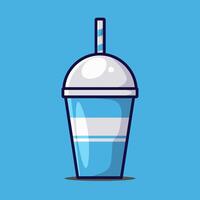 simple flat design cup juice with straw vector