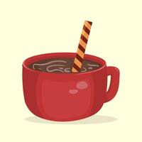 simple flat design cup coffee and waffle vector