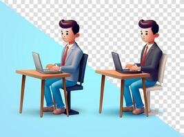 Office man sitting and working with laptop. 3d, Suitable for business, career and design elements vector